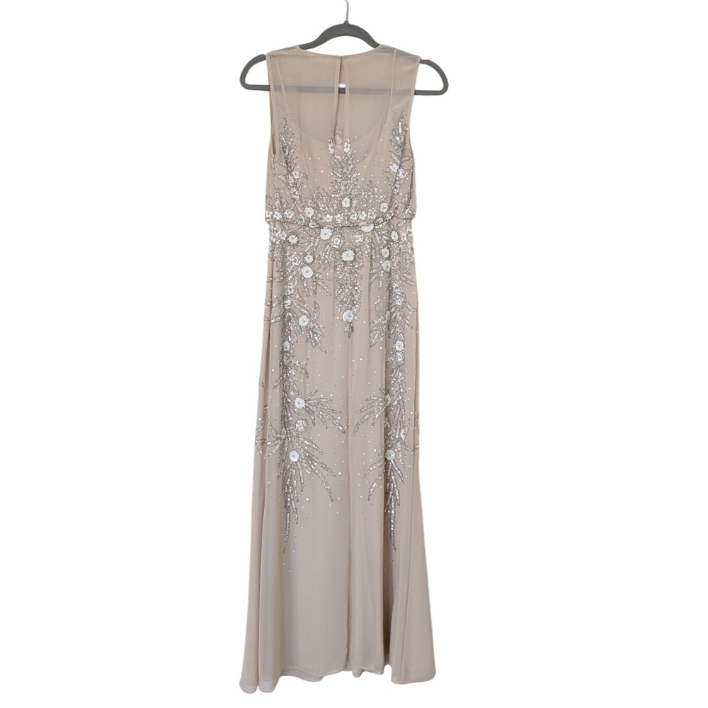 BHLDN Devon Beaded Illusion Maxi Gown Oyster Champagne Size 0 Like‎ New Formal - Picture 8 of 14
